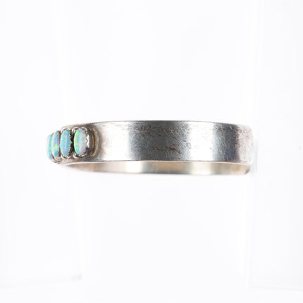 6.3" Paul Livingston Navajo sterling silver lab opal row cuff bracelet