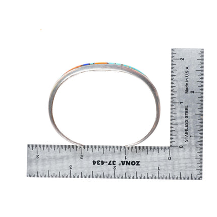 6.3" Pete Sanchez Isleta pueblo multi-stone inlay sterling silver cuff bracelet