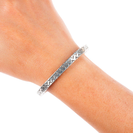 6.1" Vintage Navajo deep stamped sterling silver square heavy cuff bracelet