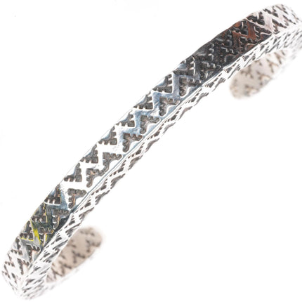 6.1" Vintage Navajo deep stamped sterling silver square heavy cuff bracelet