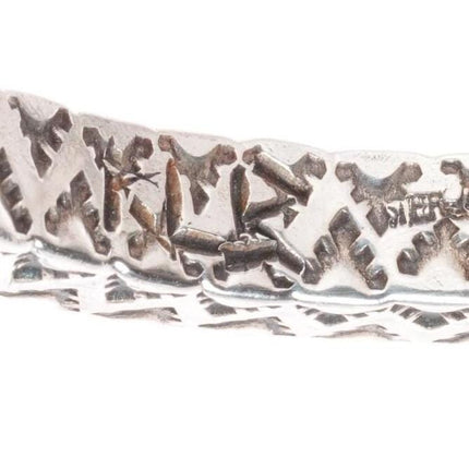 6.1" Vintage Navajo deep stamped sterling silver square heavy cuff bracelet