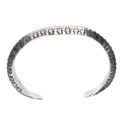 6.7" Vintage AC Navajo sterling silver carinated deep stamped cuff bracelet