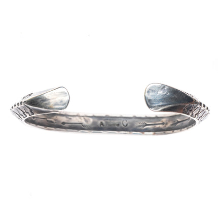 6.7" Vintage AC Navajo sterling silver carinated deep stamped cuff bracelet