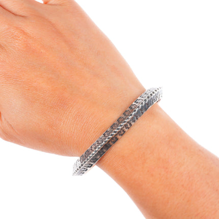 6.7" Vintage AC Navajo sterling silver carinated deep stamped cuff bracelet