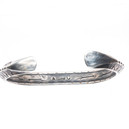 6.7" Vintage AC Navajo sterling silver carinated deep stamped cuff bracelet