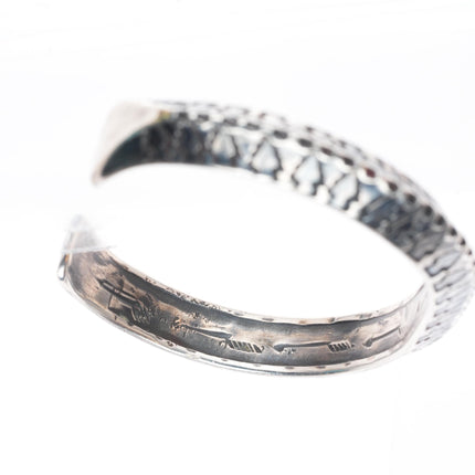 6.7" Vintage AC Navajo sterling silver carinated deep stamped cuff bracelet
