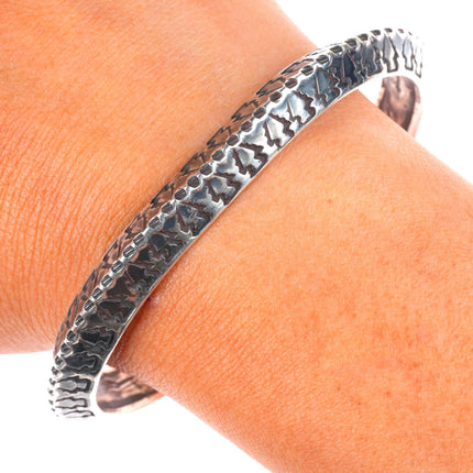 6.7" Vintage AC Navajo sterling silver carinated deep stamped cuff bracelet