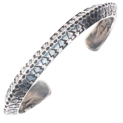 6.7" Vintage AC Navajo sterling silver carinated deep stamped cuff bracelet