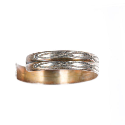 6.4" 40's-50's Navajo sterling silver deep stamped sterling silver cuff bracelet