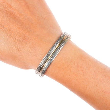 6.4" 40's-50's Navajo sterling silver deep stamped sterling silver cuff bracelet