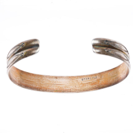 6.4" 40's-50's Navajo sterling silver deep stamped sterling silver cuff bracelet