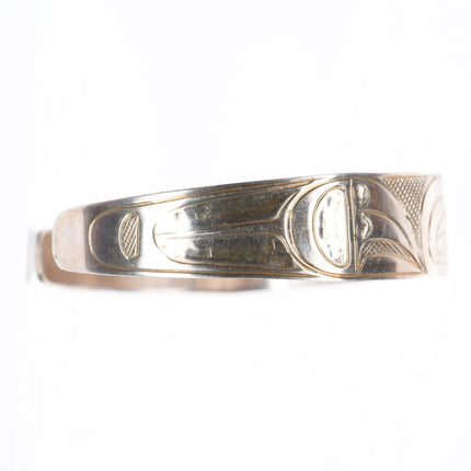 6.6" Vintage PS Northwest Coast sterling silver Native cuff bracelet