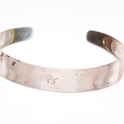 6.6" Vintage PS Northwest Coast sterling silver Native cuff bracelet