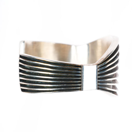 6.25" Francis Jones Navajo sterling silver banded modernist cuff bracelet