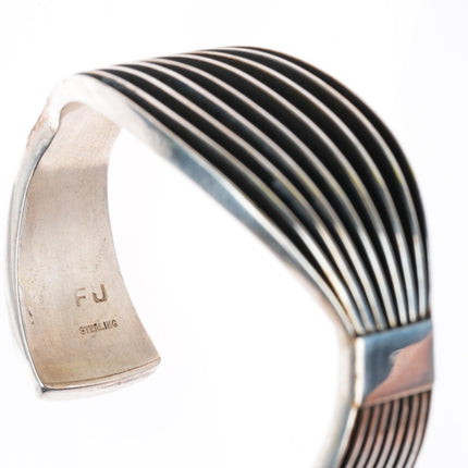 6.25" Francis Jones Navajo sterling silver banded modernist cuff bracelet