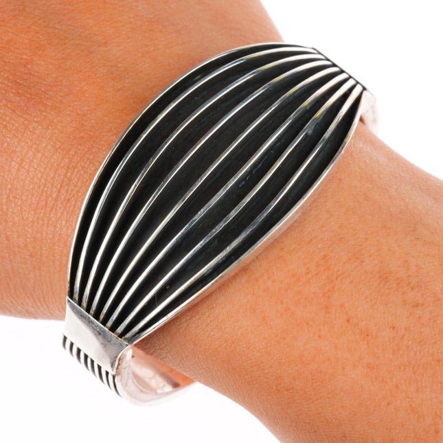 6.25" Francis Jones Navajo sterling silver banded modernist cuff bracelet