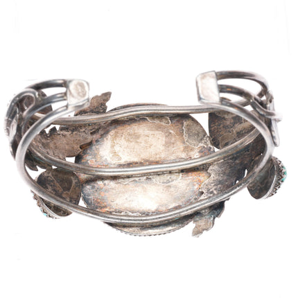 7.25" Vintage Navajo sterling silver turquoise dollar cuff bracelet