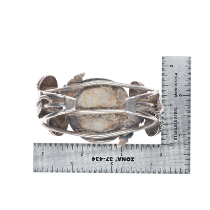 7.25" Vintage Navajo sterling silver turquoise dollar cuff bracelet