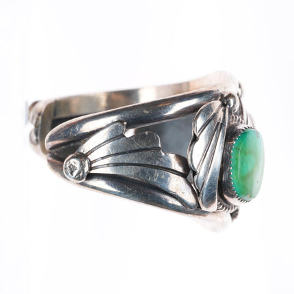 6.5" Vintage Navajo sterling silver 3 stone turquoise cuff bracelet
