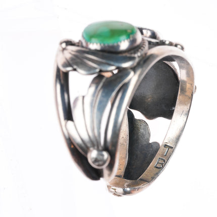 6.5" Vintage Navajo sterling silver 3 stone turquoise cuff bracelet