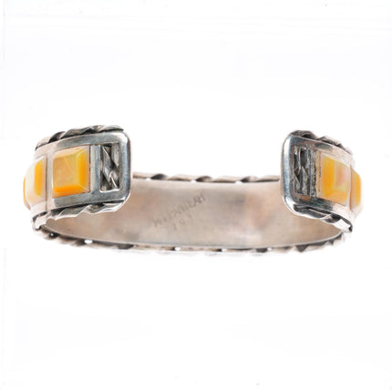 6.25" Myron Panteah Zuni sterling silver turquoise and shell cuff bracelet