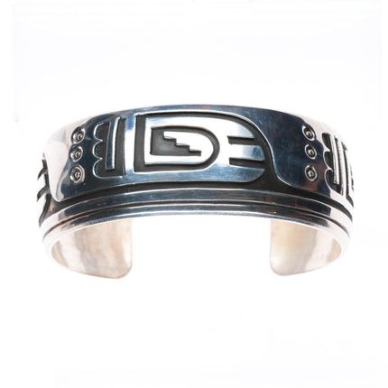 6.8" Rosco Scott Navajo sterling silver cuff bracelet with modernist overlay