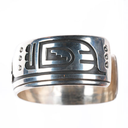 6.8" Rosco Scott Navajo sterling silver cuff bracelet with modernist overlay