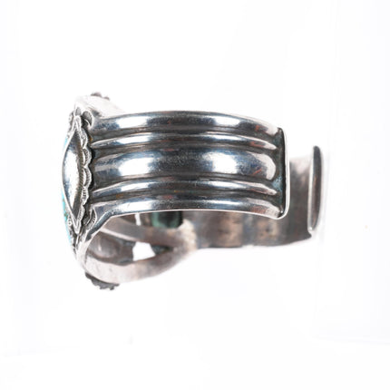 6.5" 1930's-40's big Navajo #8 turquoise sterling silver cuff bracelet
