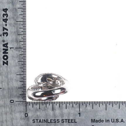 sz5.25  14k white gold, Diamond, Sapphire,  Tahitian pearl cocktail ring