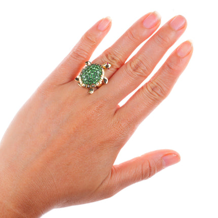sz5.25 LeVian 14k yellow gold, Diamond, Tsavorite Garnet, Ruby Sea Turtle ring