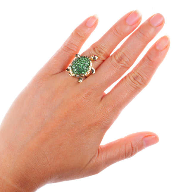 sz5.25 LeVian 14k yellow gold, Diamond, Tsavorite Garnet, Ruby Sea Turtle ring
