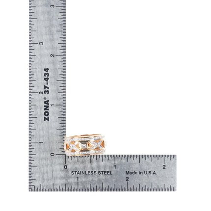 sz6.25 14k yellow gold, Diamond X pattern reticulated band ring