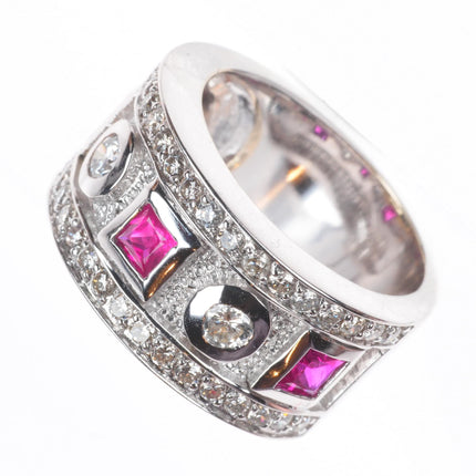 sz5.25 14k white gold, Samuel Behnam Diamond and Ruby band ring