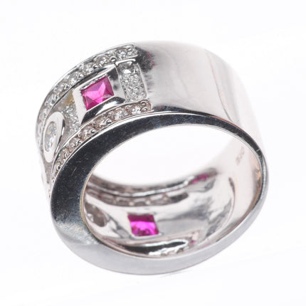 sz5.25 14k white gold, Samuel Behnam Diamond and Ruby band ring