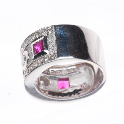 sz5.25 14k white gold, Samuel Behnam Diamond and Ruby band ring