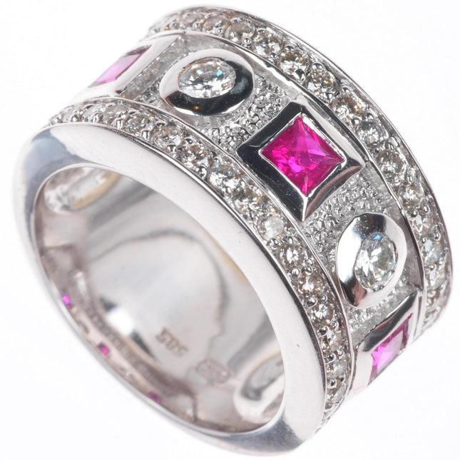 sz5.25 14k white gold, Samuel Behnam Diamond and Ruby band ring