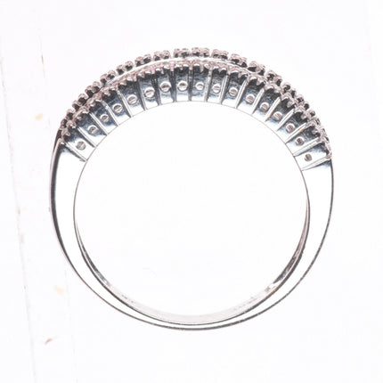 sz6 14k white gold, Diamond, square cut Ruby eternity band ring