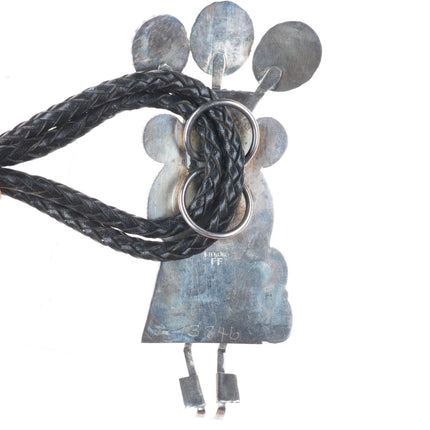 Large Navajo Kachina Billiken sterling silver turquoise bolo tie