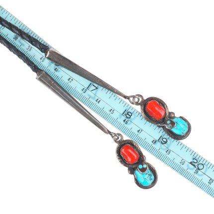 c1970 Effie Calavaza Zuni sterling silver, turquoise, coral snakes bolo tie