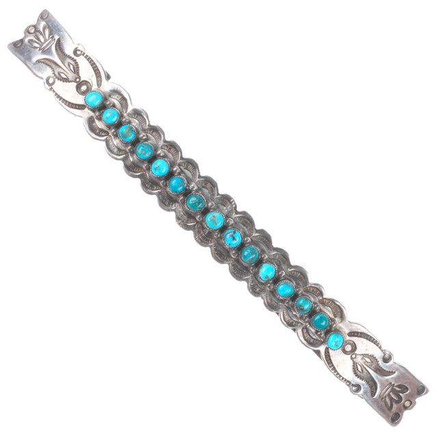 Navajo or Zuni 30's-40's Sterling silver snake eye turquoise hair pin/barrette