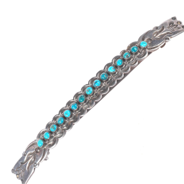 Navajo or Zuni 30's-40's Sterling silver snake eye turquoise hair pin/barrette