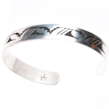 6.9" Eldon Kalemsa Sr Siwingyumptewa Hopi overlay cuff bracelet sterling silver