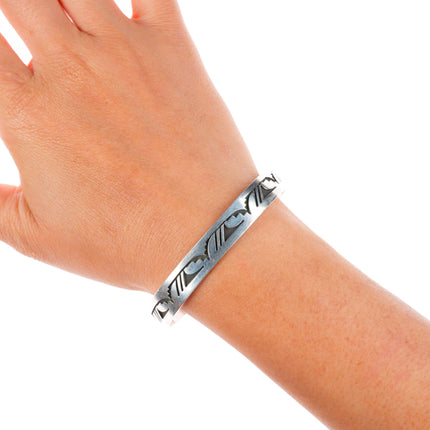 6.9" Eldon Kalemsa Sr Siwingyumptewa Hopi overlay cuff bracelet sterling silver