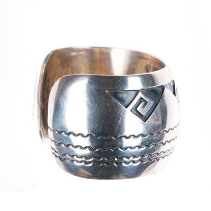 6.25" Vintage Navajo sterling silver wide domed overlay cuff bracelet