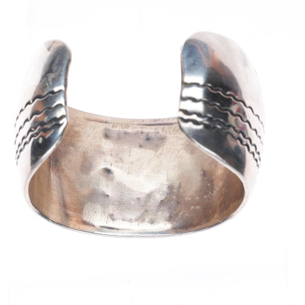 6.25" Vintage Navajo sterling silver wide domed overlay cuff bracelet