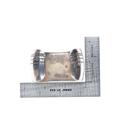 6.25" Vintage Navajo sterling silver wide domed overlay cuff bracelet