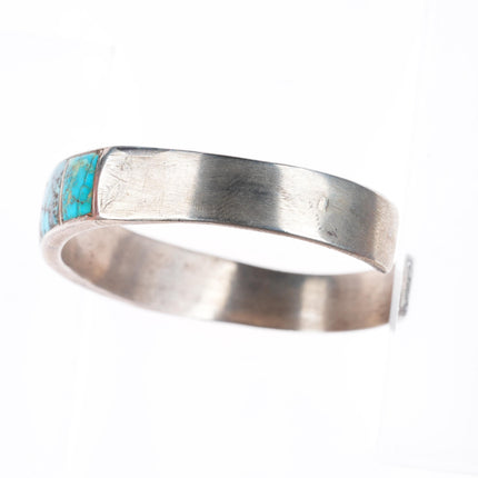 6.25" 1930's-40's Zuni sterling silver turquoise channel inlay cuff bracelet