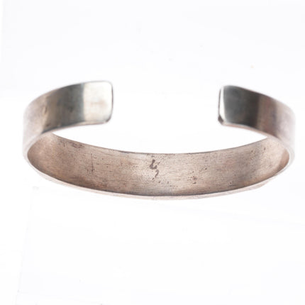 6.25" 1930's-40's Zuni sterling silver turquoise channel inlay cuff bracelet