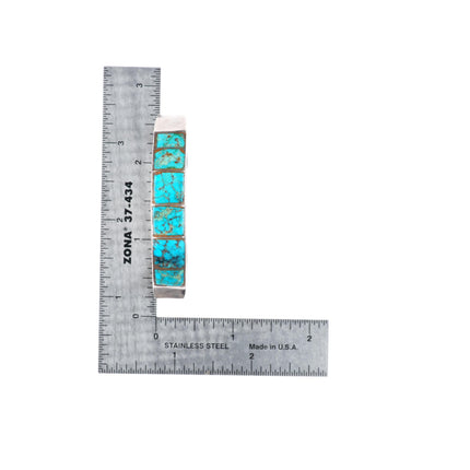6.25" 1930's-40's Zuni sterling silver turquoise channel inlay cuff bracelet