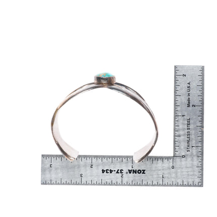 6.5" Vintage Navajo high grade turquoise sterling silver cast cuff bracelet